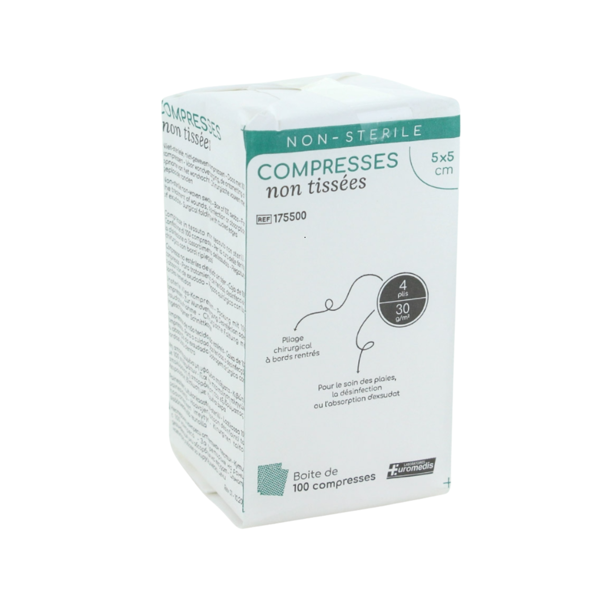 Non-woven non-sterile compress - 30g/m2 - Euromédis