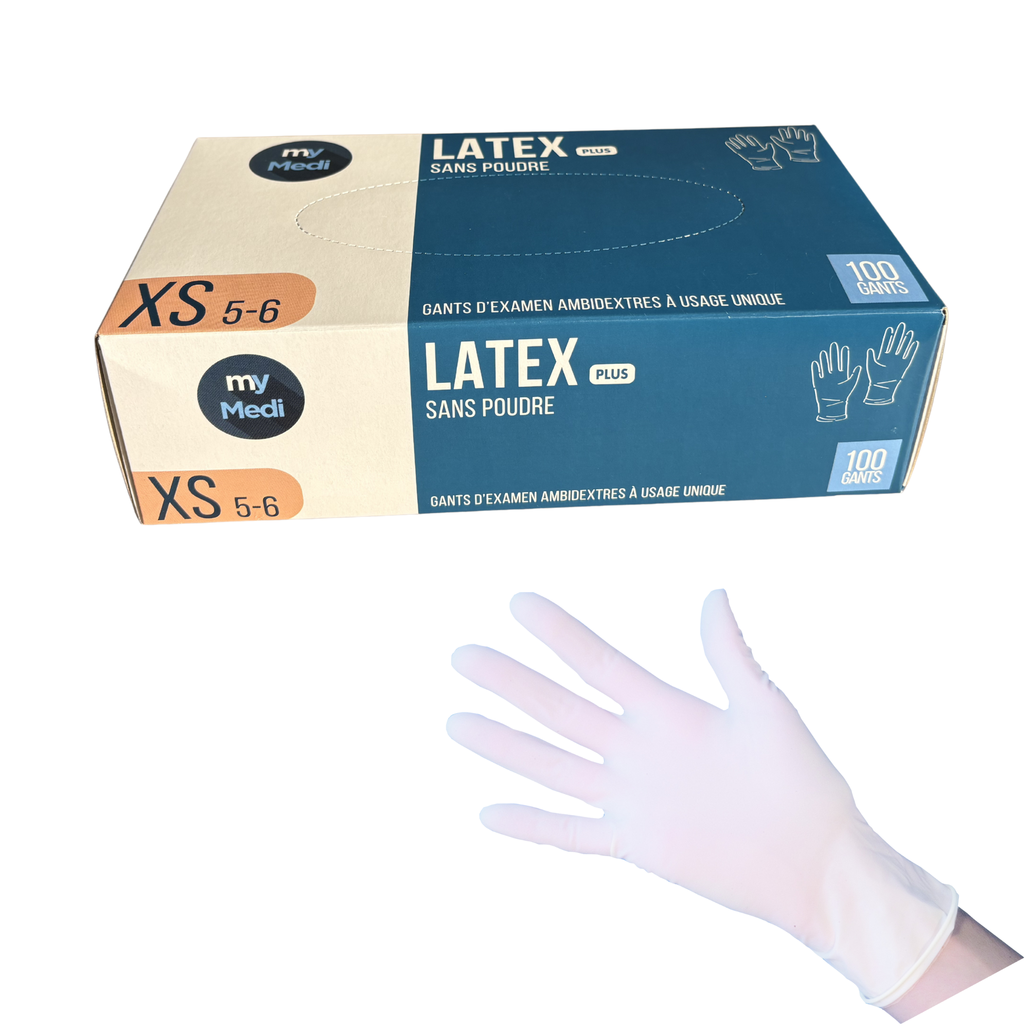Guantes de exploración - Látex - Sin polvo - Ambidiestros - Caja de 100 - My Podologie
