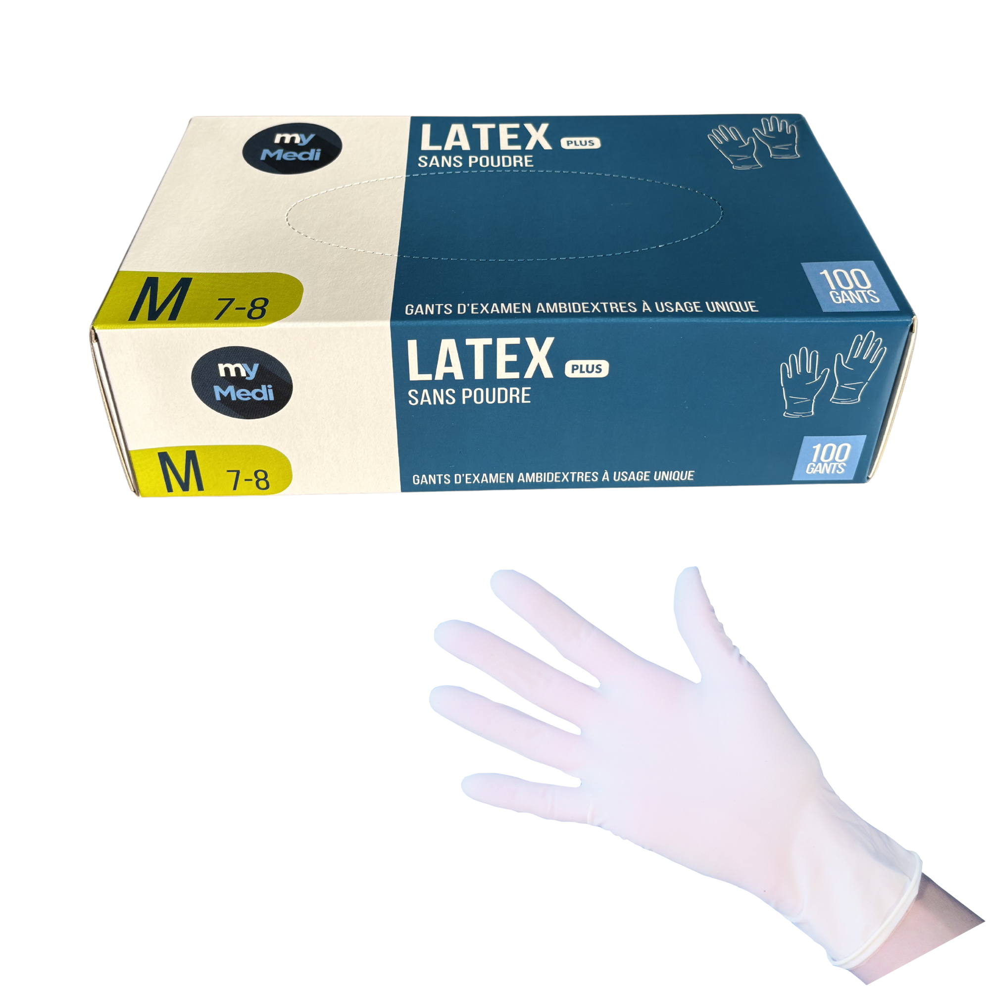 Examination Gloves - Latex - Powder Free - Ambidextrous - Box of 100 - My Podologie