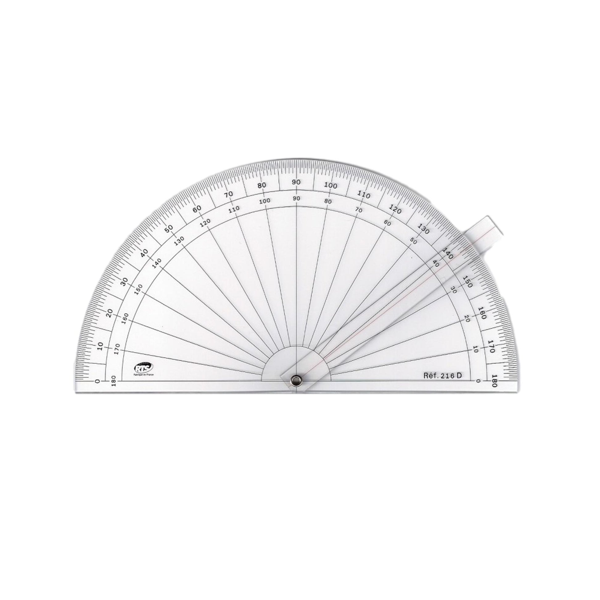 Rapporteur d'axe 180° - 16cm