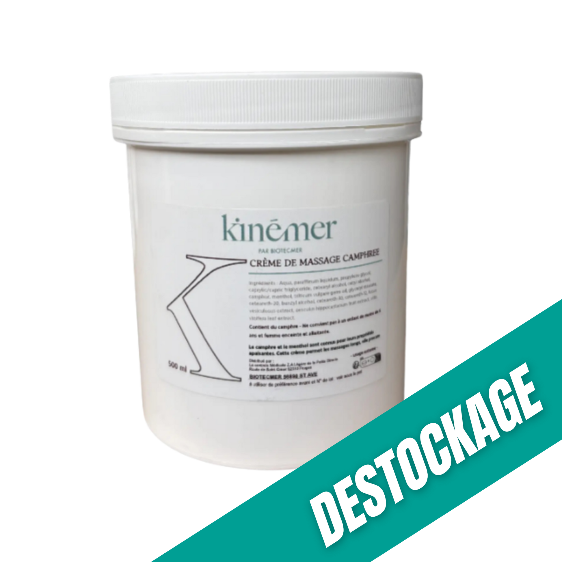 Crème Massage Camphrée - 500 ml - Kinémer - Biotecmer // Date courte - My Médical