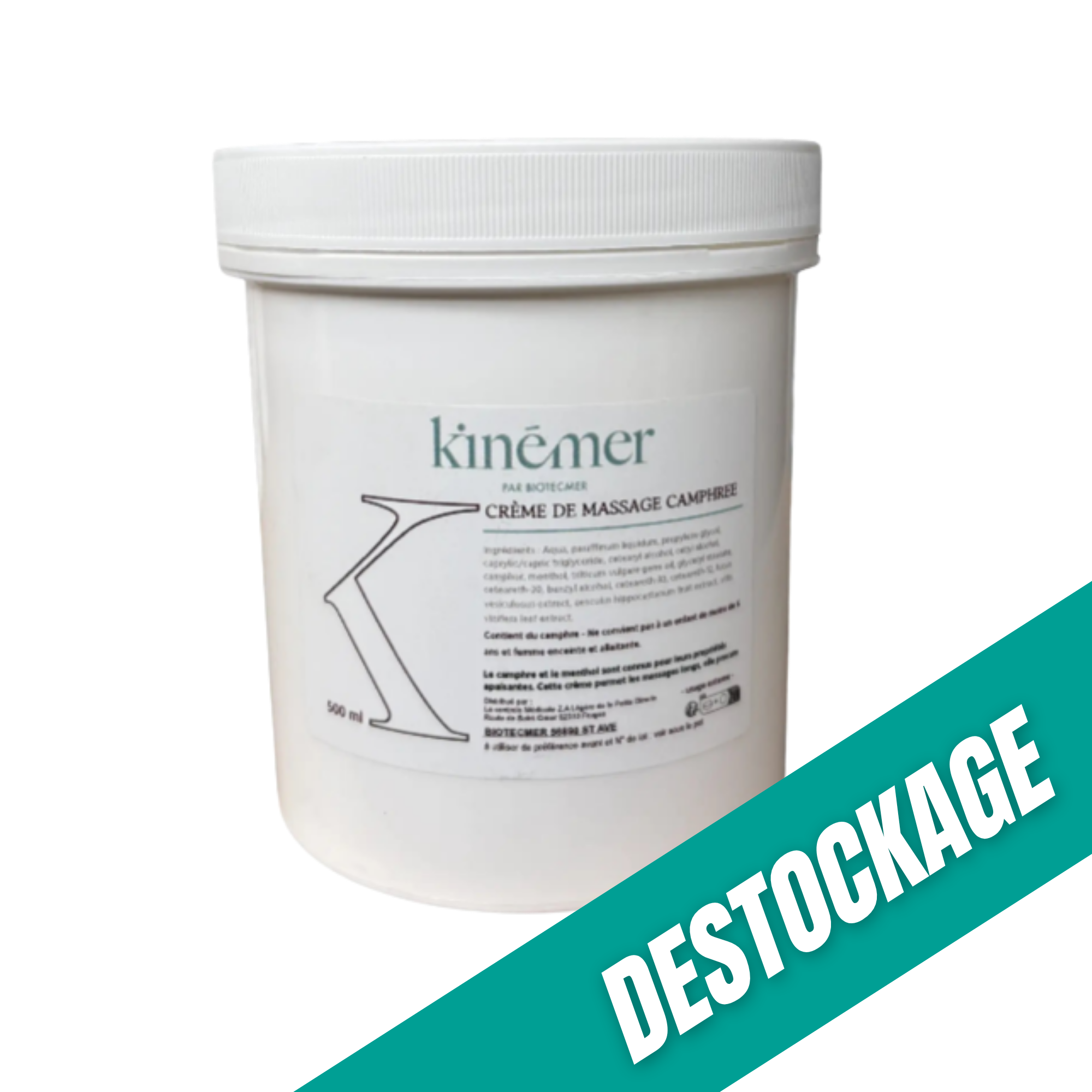Crème Massage Camphrée - 500 ml - Kinémer - Biotecmer // Date courte - My Médical