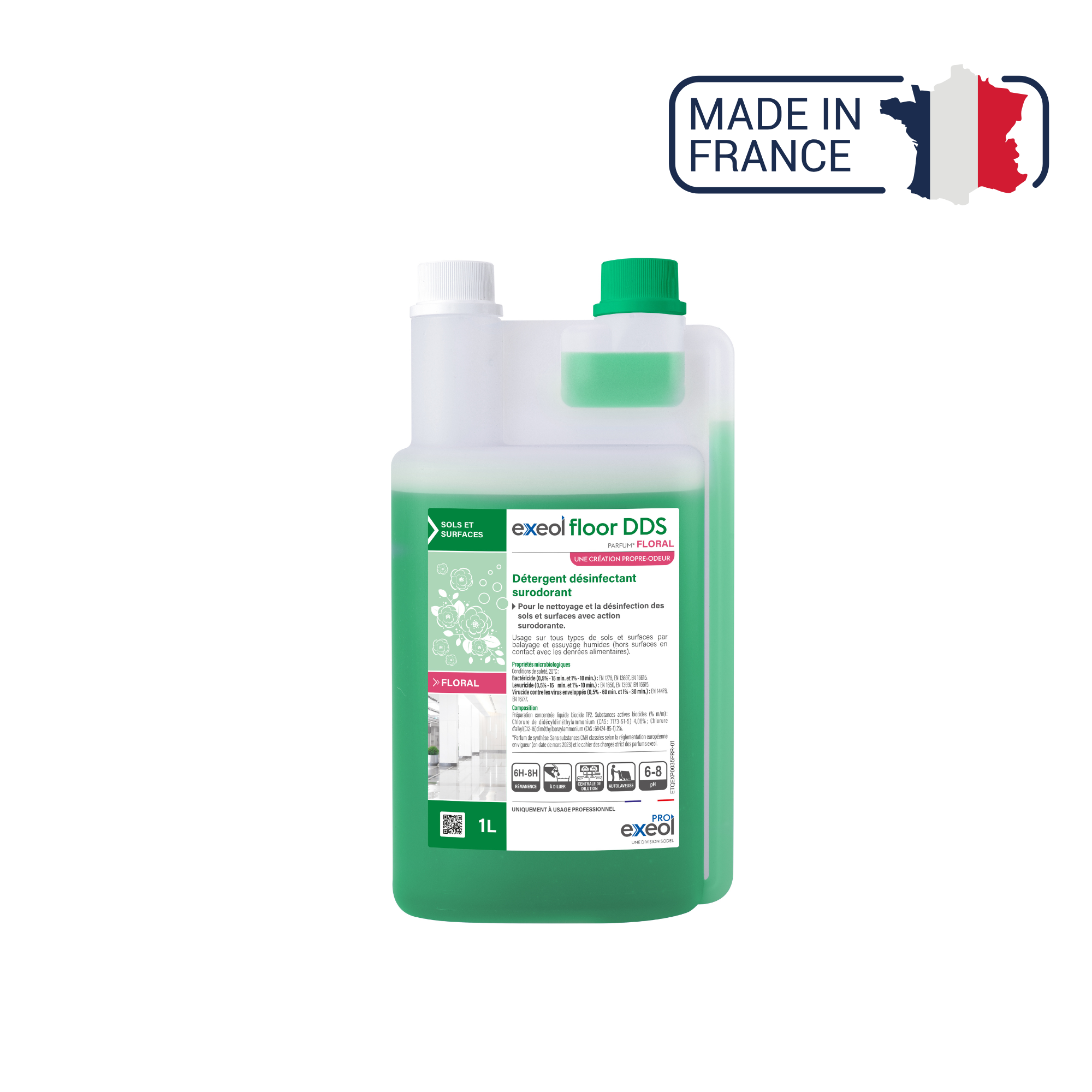 Exeol Floor DDS - Détergent désinfectant surodorant sols et surfaces - Sodel Exeol 