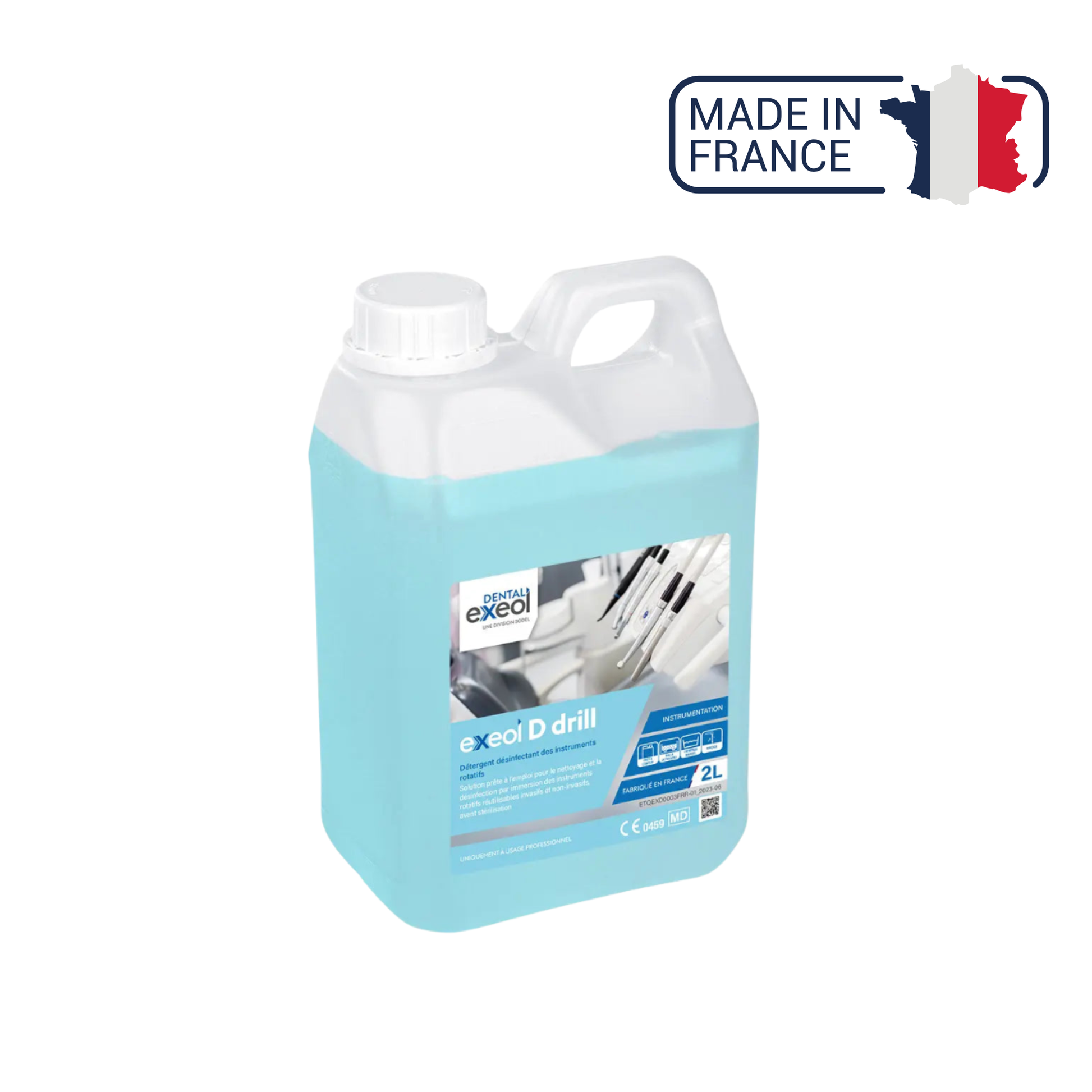 Exeol D drill - Détergent désinfectant des instruments rotatifs - 2L et 5L - Sodel - My Médical