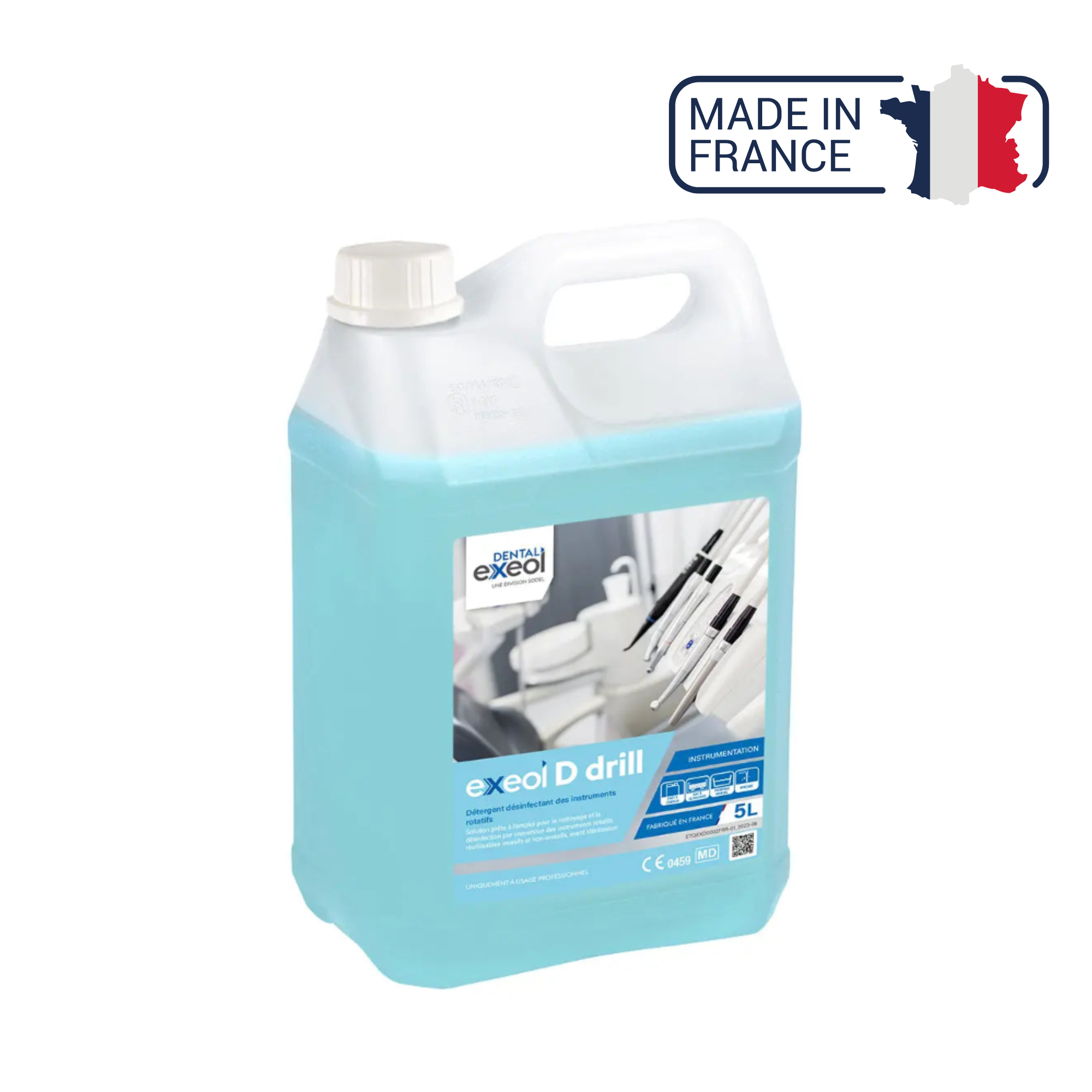 Exeol D drill - Détergent désinfectant des instruments rotatifs - 2L et 5L - Sodel - My Médical