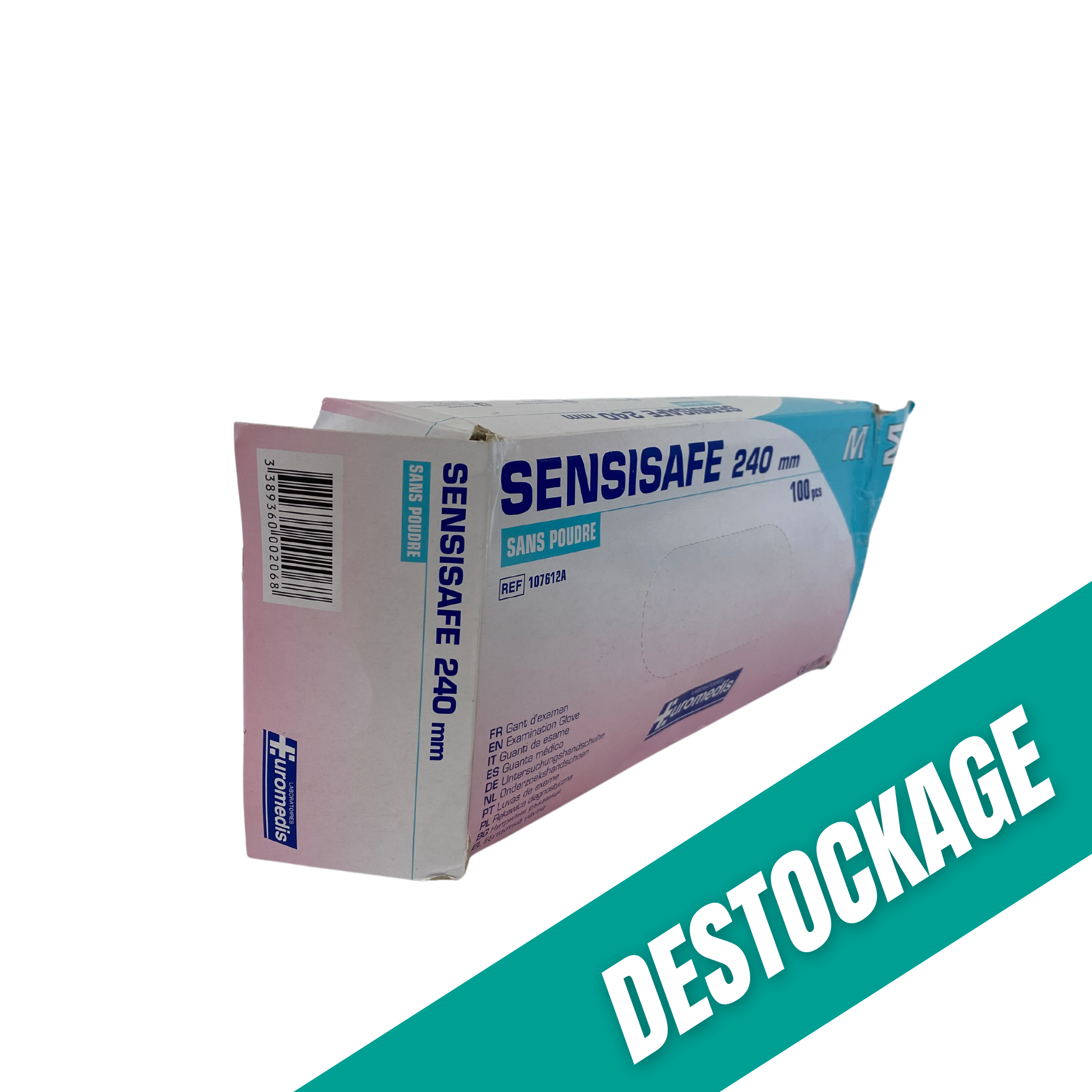 Gants d'examen SENSISAFE - Sans latex - Sans poudre - Hypoallergénique  - Boite de 100 // Destockage