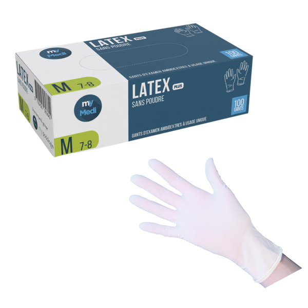 Guantes de exploración - Látex - Sin polvo - Ambidiestros - Caja de 100 - My Podologie