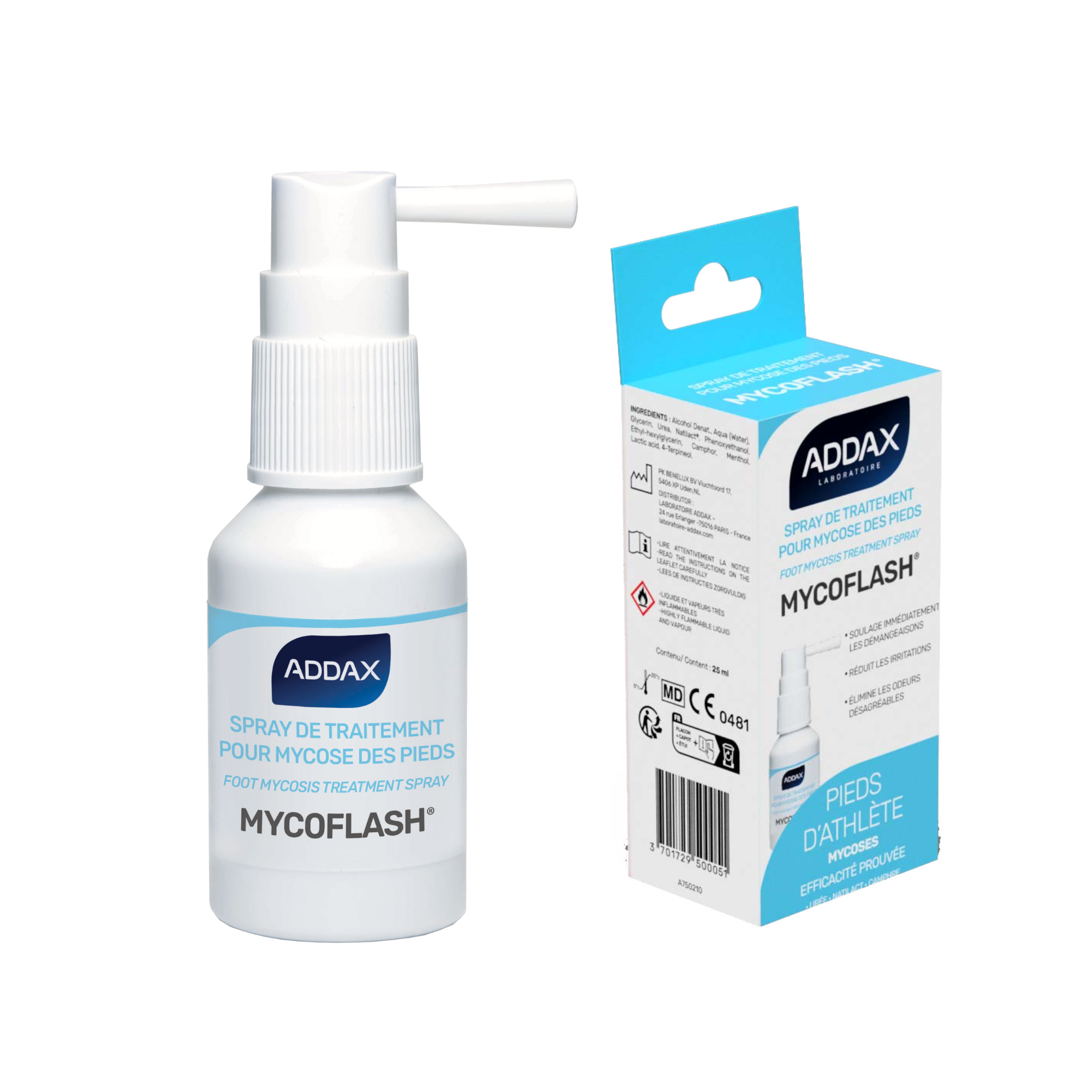 MYCOFLASH® - Spray Antifongique - traitement pied d’athlète - 25 ml - Laboratoire Addax - My Médical