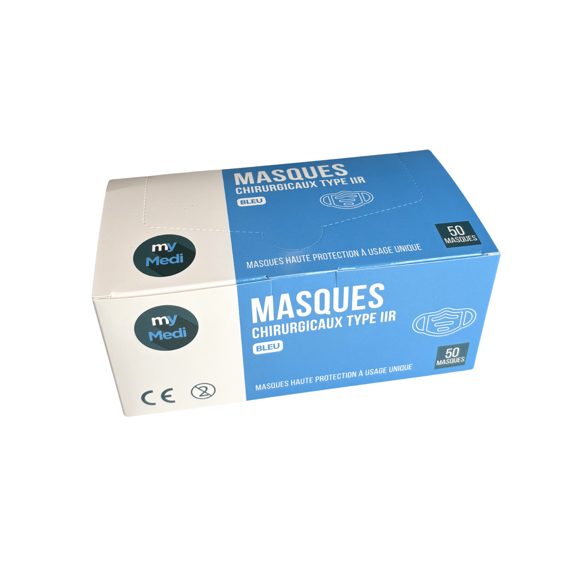 Mascarilla quirúrgica de 3 capas tipo II - Norma EN14683 - Certificación CE - Caja de 50 mascarillas - My Podologie