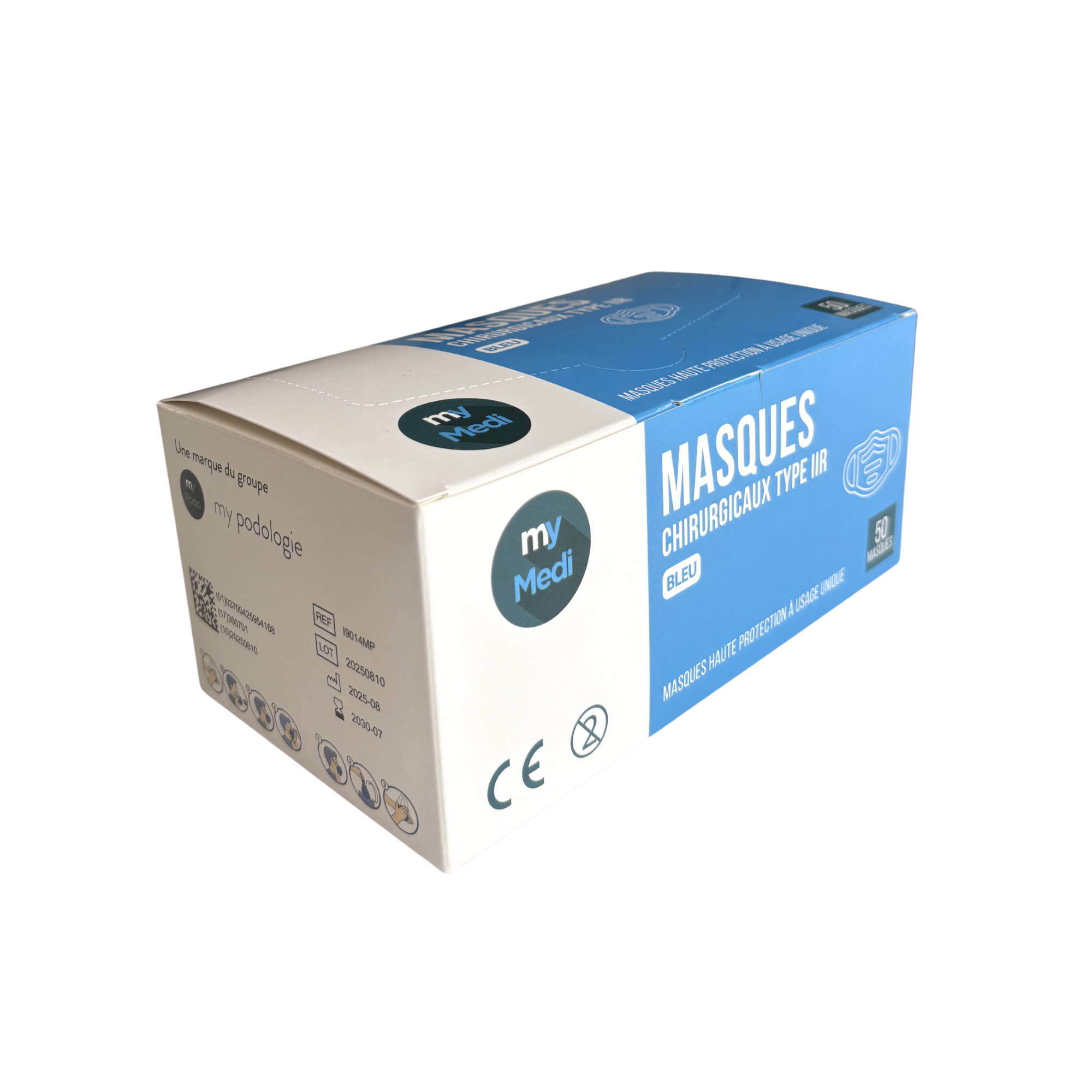 3-ply surgical mask type II - EN14683 standard - CE certification - Box of 50 masks - My Podologie