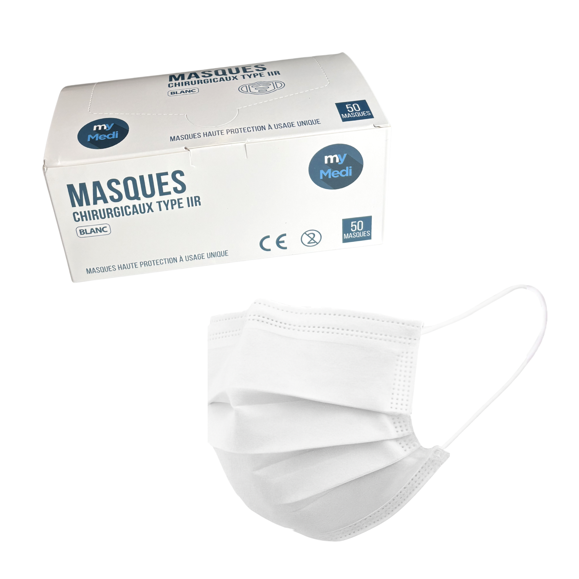 50 2-ply surgical masks - Several colors available