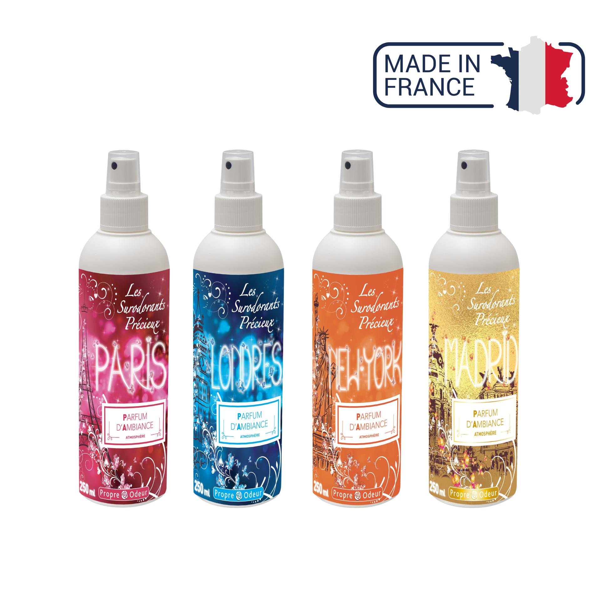 Parfum d'ambiance Surodorant précieux - 2 contenances / 4 senteurs - Sodel Propre Odeur 