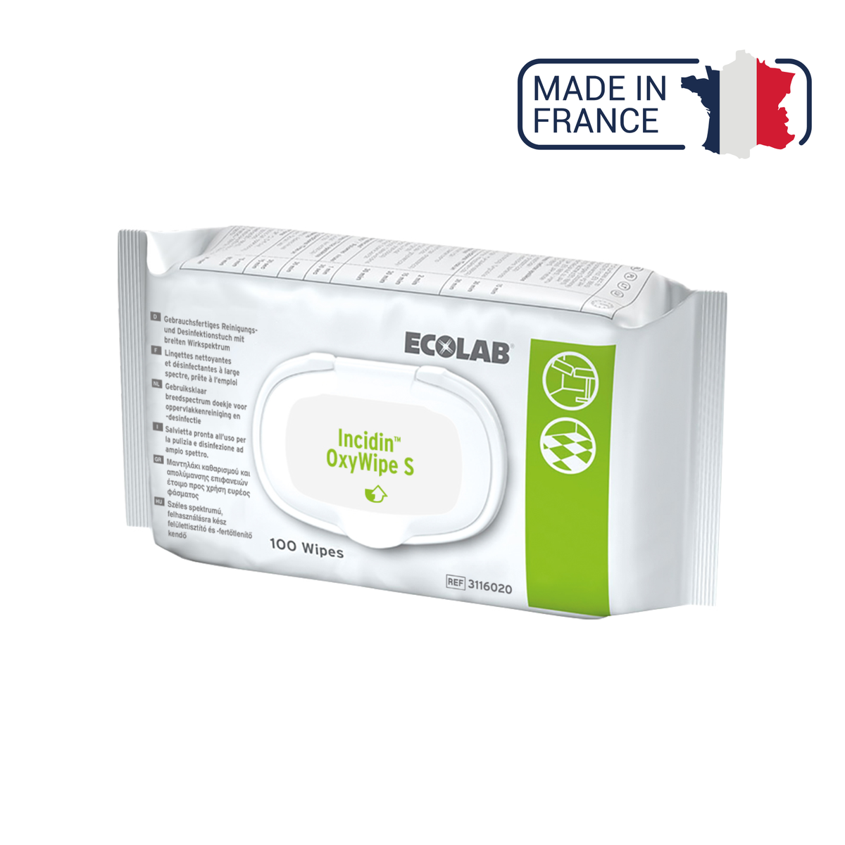 Bag of 100 Incidin Oxywipe S wipes - Ecolab by Anios