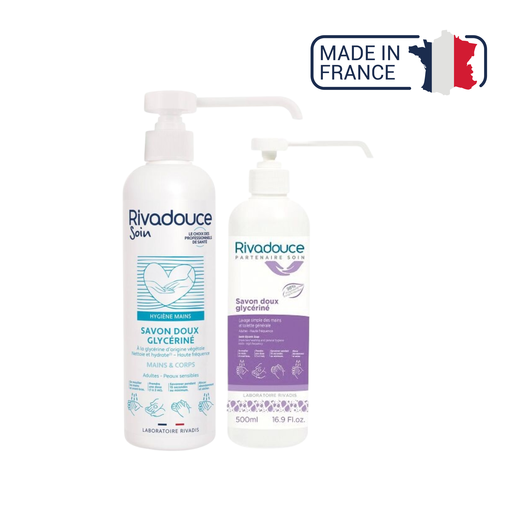 Savon Doux Glycériné - 2 contenances - Rivadouce