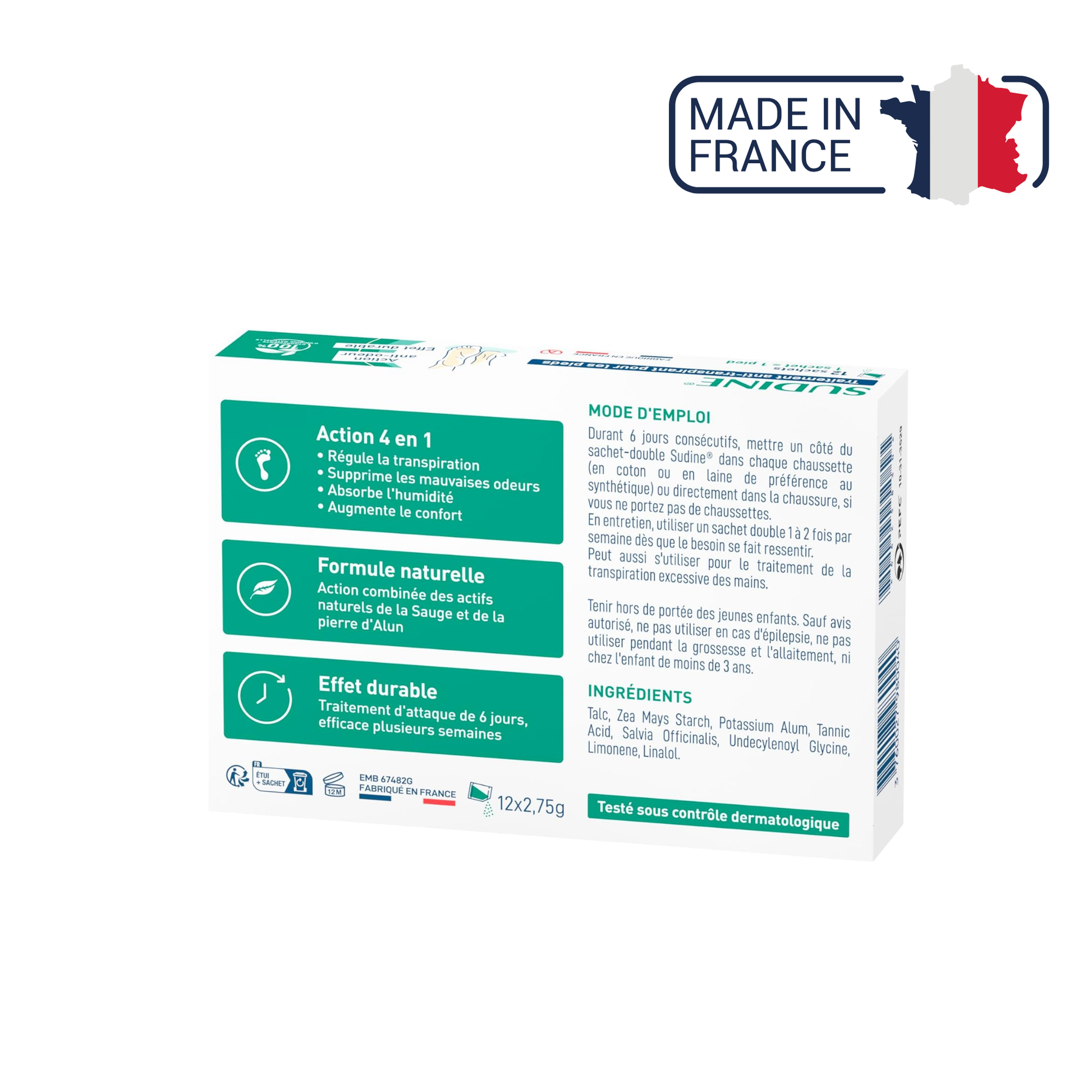 Sudine - Poudre traitement anti-transpirant pour les pieds - My Médical