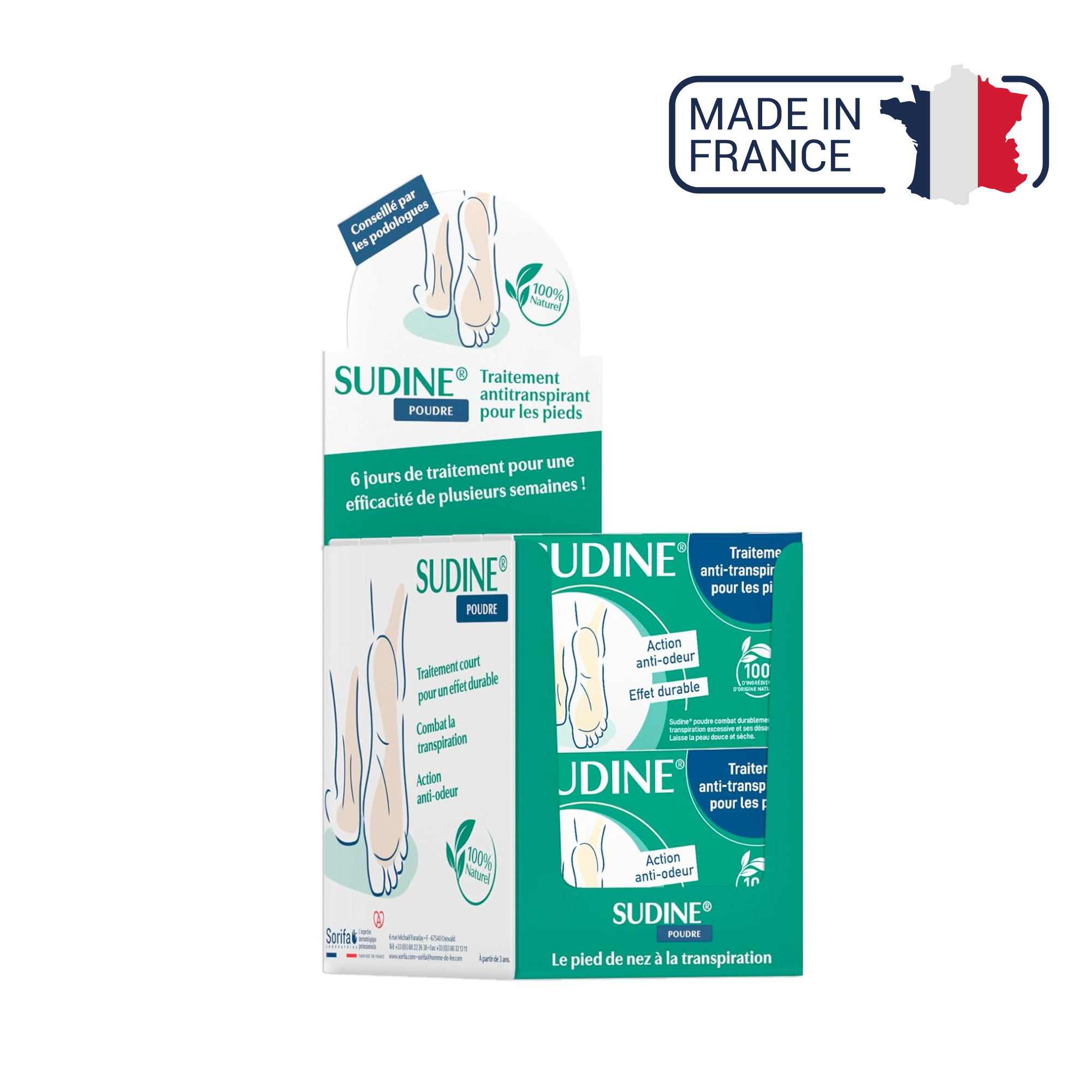 Sudine - Poudre traitement anti-transpirant pour les pieds - My Médical