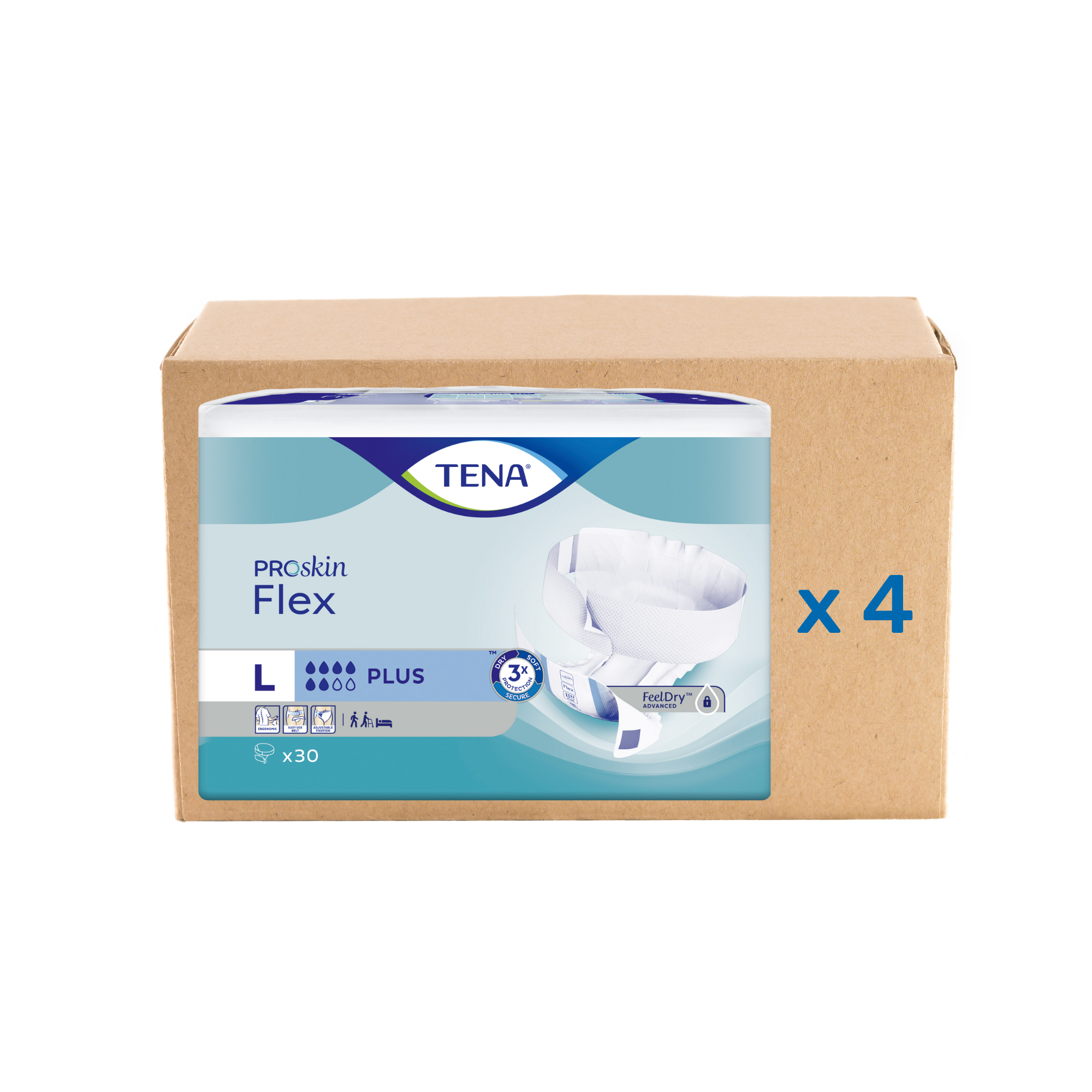 Pack 3x30U Cambio Tena Flex Proskin - Más 6 gotas - 4 tamaños - Tena