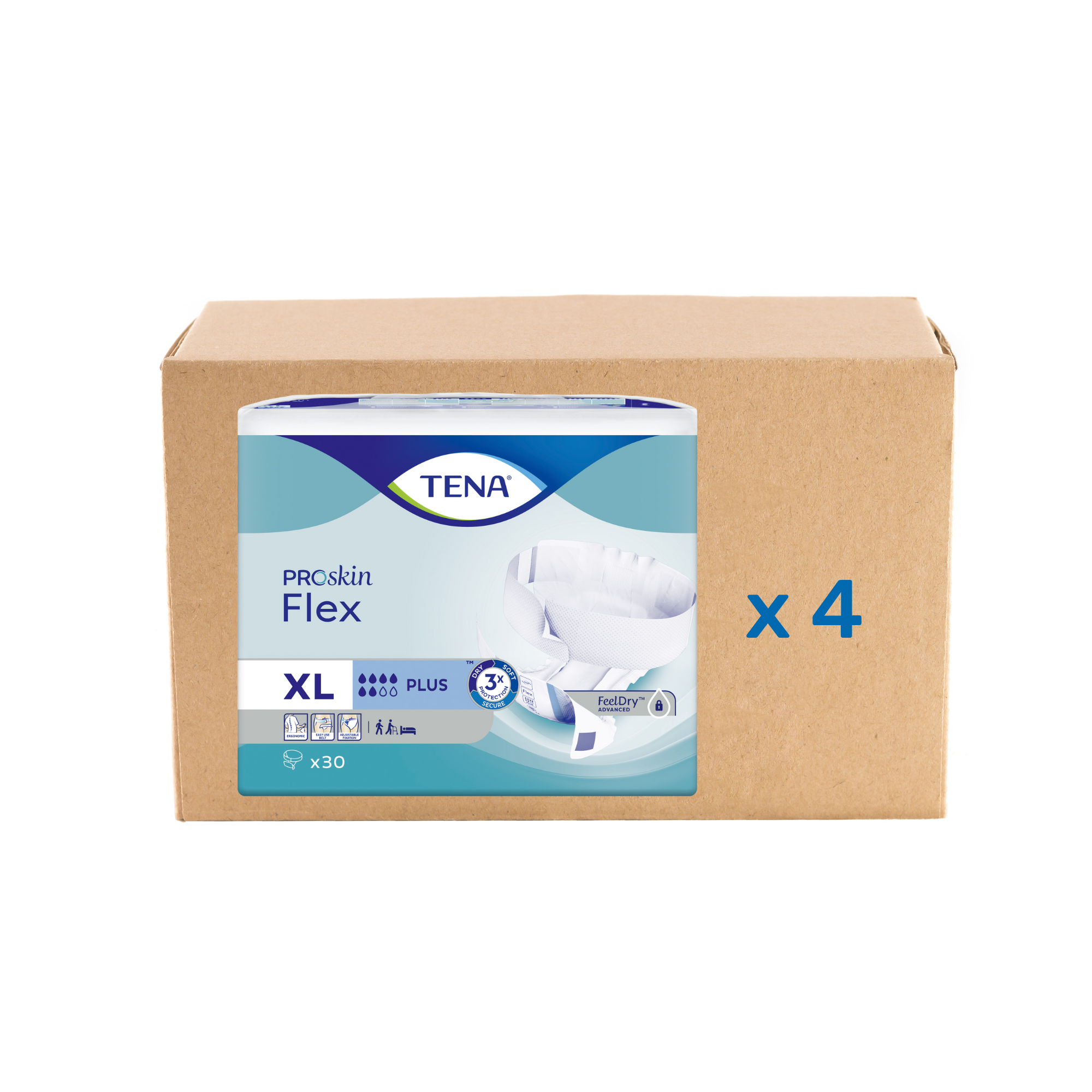 Pack 3x30U Cambio Tena Flex Proskin - Más 6 gotas - 4 tamaños - Tena