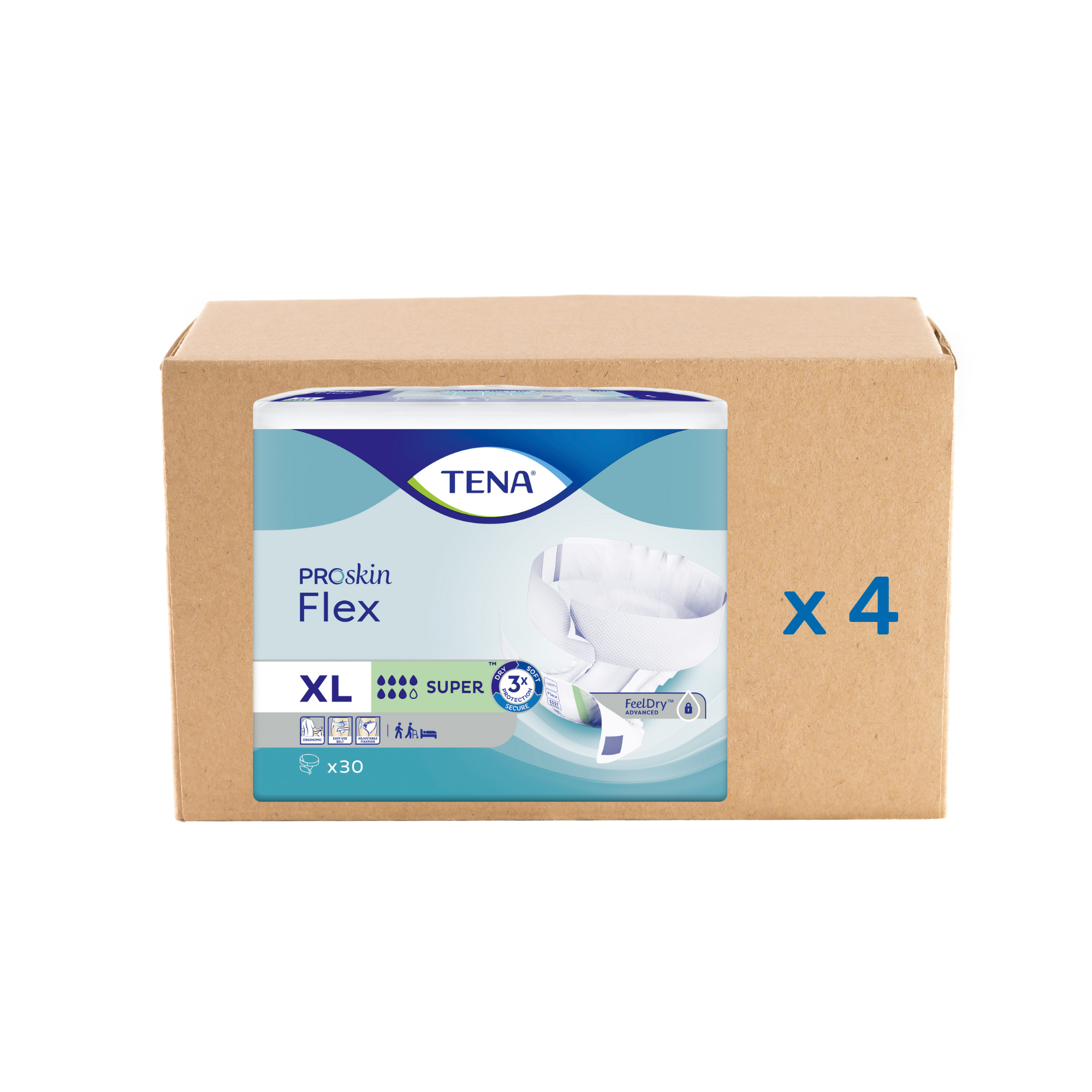 Pack 3x30U Cambio Tena Flex Proskin - Super 7 gotas - 4 tamaños - Tena