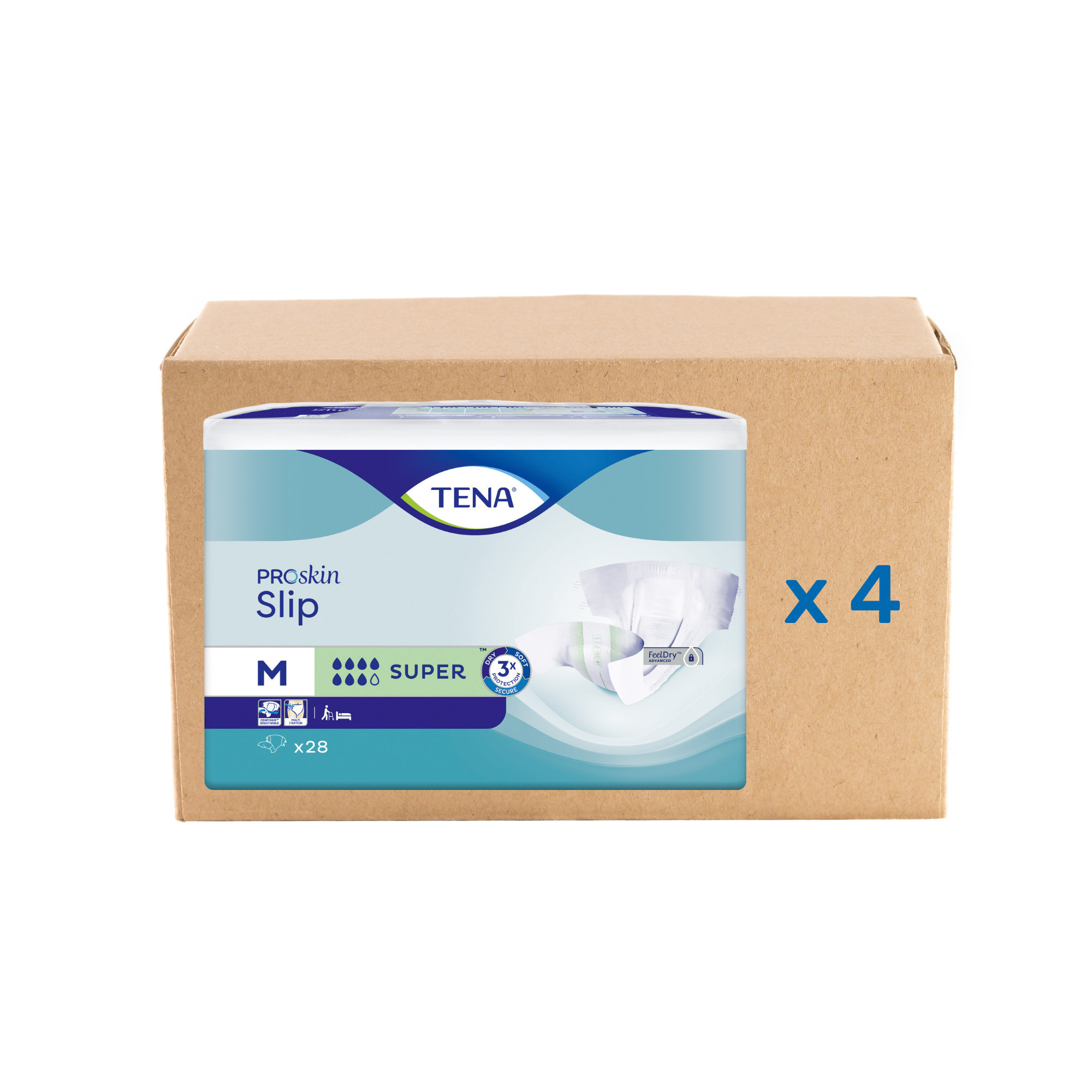 Paquete 3x30/28U Tena Slip Proskin Super - 7 gotas - 4 tamaños - Tena